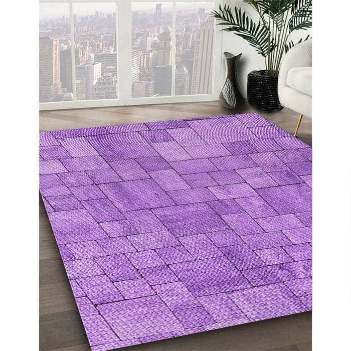Patterned Violet Purple Rug in Family Room, pat2185pur