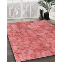 Patterned Fire Red Rug, pat2185rd