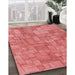 Machine Washable Transitional Fire Red Rug in a Family Room, wshpat2185rd