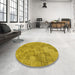 Round Patterned Dark Golden Brown Rug in a Office, pat2185yw