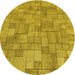 Square Patterned Dark Golden Brown Rug, pat2185yw