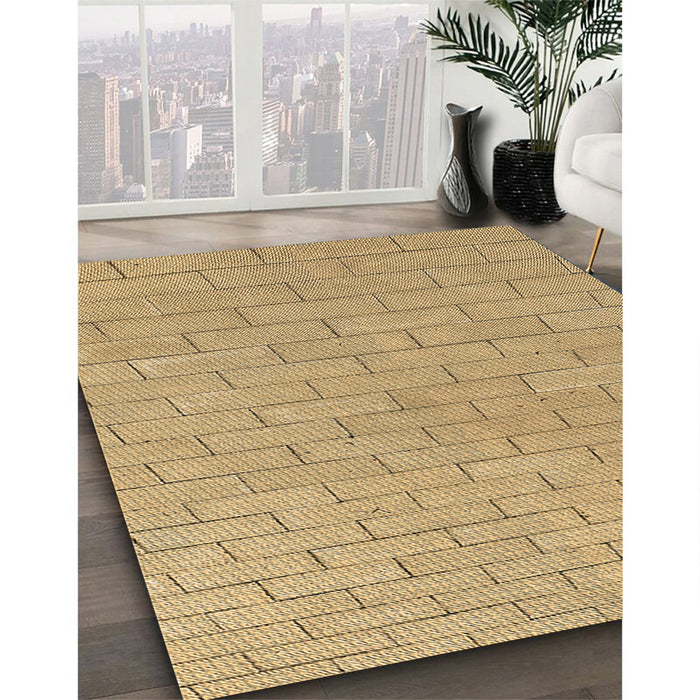 Patterned Yellow Orange Rug in Family Room, pat2186brn