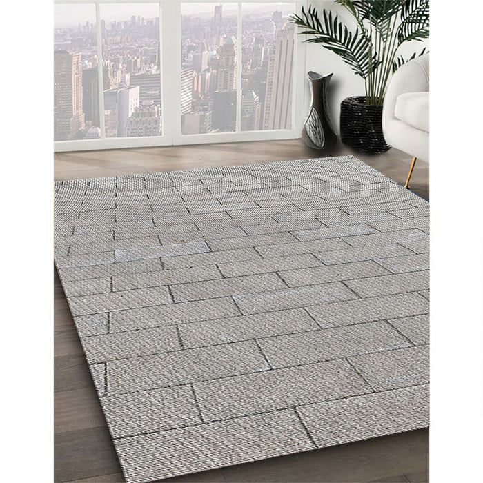 Patterned Gray Novelty Rug in Family Room, pat2186