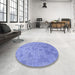 Round Patterned Sky Blue Rug in a Office, pat2187blu