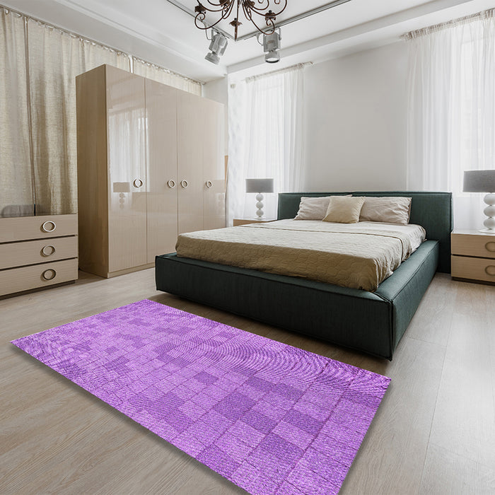 Patterned Violet Purple Rug in a Bedroom, pat2187pur
