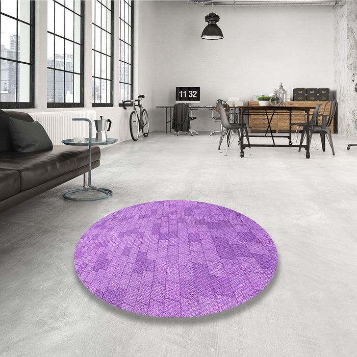 Round Patterned Violet Purple Rug in a Office, pat2187pur