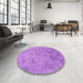 Round Patterned Violet Purple Rug in a Office, pat2187pur