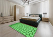 Patterned Neon Green Rug in a Bedroom, pat2188grn