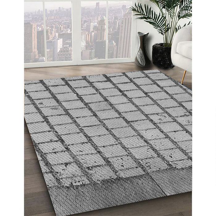 Patterned Smokey Gray Rug in Family Room, pat2188gry
