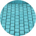 Square Patterned Bright Cyan Blue Rug, pat2188lblu