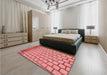 Patterned Light Coral Pink Rug in a Bedroom, pat2188rd