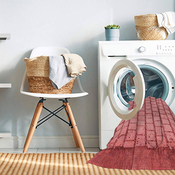 Machine Washable Transitional Light Coral Pink Rug in a Washing Machine, wshpat2188rd