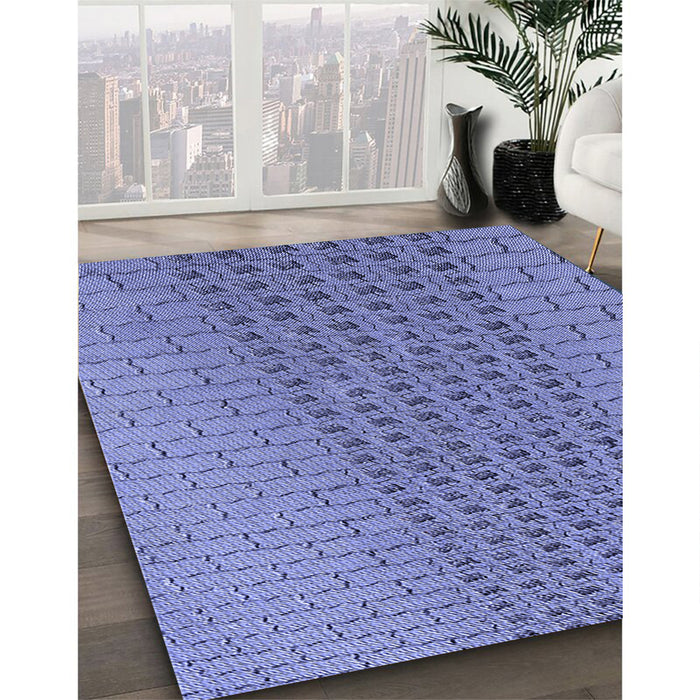 Patterned Sky Blue Rug in Family Room, pat2189blu