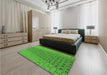 Patterned Green Rug in a Bedroom, pat2189grn