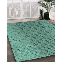 Patterned Sea Green Rug, pat2189lblu