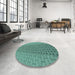 Round Patterned Sea Green Rug in a Office, pat2189lblu