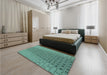Patterned Sea Green Rug in a Bedroom, pat2189lblu