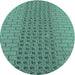 Square Patterned Sea Green Rug, pat2189lblu