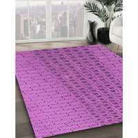 Patterned Bright Neon Pink Purple Rug, pat2189pur