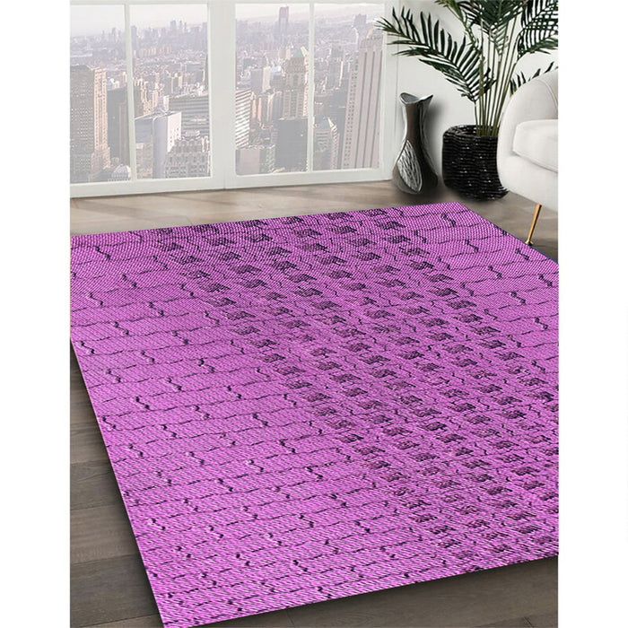 Patterned Bright Neon Pink Purple Rug in Family Room, pat2189pur