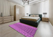 Patterned Bright Neon Pink Purple Rug in a Bedroom, pat2189pur