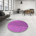 Round Patterned Bright Neon Pink Purple Rug in a Office, pat2189pur