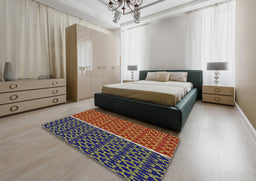 Patterned Copper Green Novelty Rug in a Bedroom, pat218