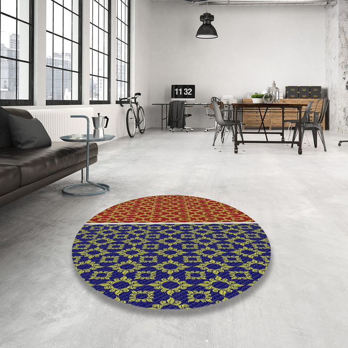 Round Patterned Copper Green Novelty Rug in a Office, pat218