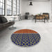 Round Patterned Copper Green Novelty Rug in a Office, pat218