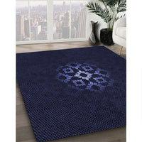 Patterned Black Rug, pat219blu