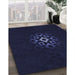 Patterned Black Rug in Family Room, pat219blu