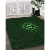 Patterned Deep Emerald Green Rug, pat219grn