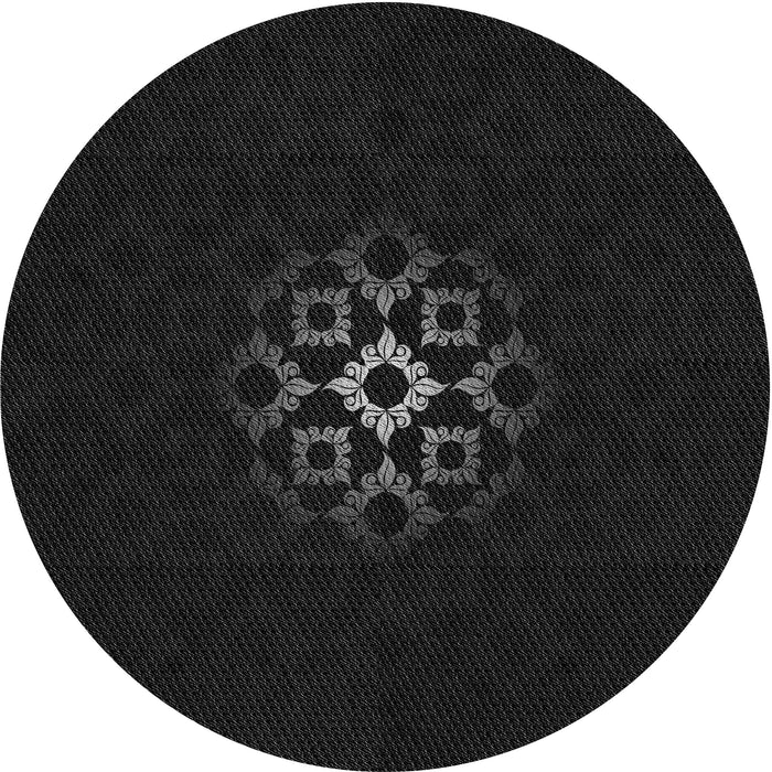 Square Patterned Black Rug, pat219gry