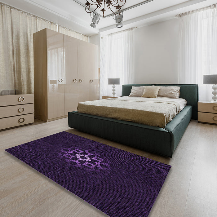 Patterned Purple Rug in a Bedroom, pat219pur