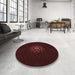 Round Patterned Chocolate Brown Rug in a Office, pat219rd