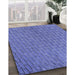 Patterned Sky Blue Rug in Family Room, pat2190blu