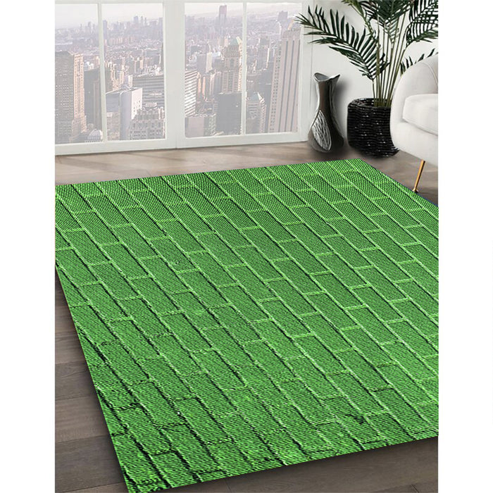 Machine Washable Transitional Green Rug in a Family Room, wshpat2190grn