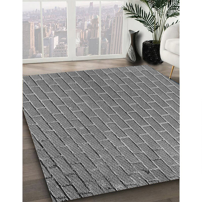 Machine Washable Transitional Carbon Gray Rug in a Family Room, wshpat2190gry