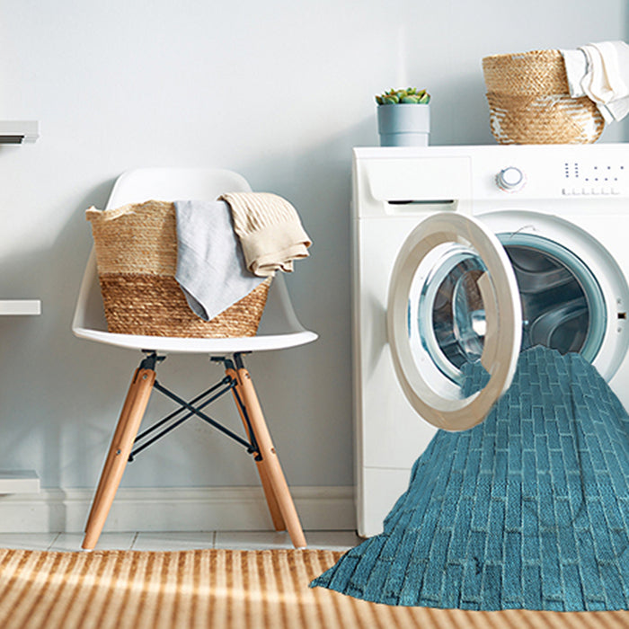 Machine Washable Transitional Blue Rug in a Washing Machine, wshpat2190lblu