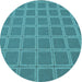 Square Patterned Dark Cyan Green Rug, pat2191lblu