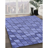 Patterned Denim Blue Rug, pat2193blu