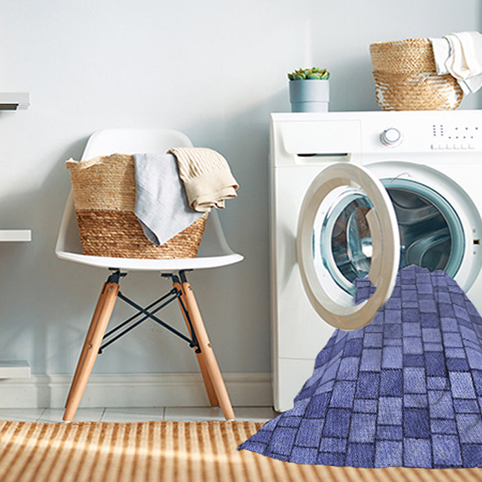 Machine Washable Transitional Denim Blue Rug in a Washing Machine, wshpat2193blu