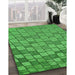 Patterned Neon Green Rug in Family Room, pat2193grn