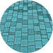 Square Machine Washable Transitional Dark Cyan Green Rug in a Living Room, wshpat2193lblu