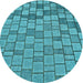 Square Patterned Dark Cyan Green Rug, pat2193lblu