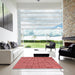 Square Patterned Red Rug in a Living Room, pat2193rd