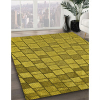 Patterned Dark Yellow Green Rug, pat2193yw