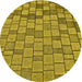 Square Patterned Dark Yellow Green Rug, pat2193yw