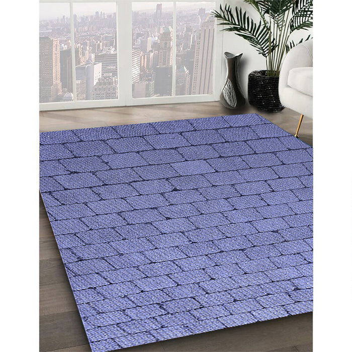 Machine Washable Transitional Sky Blue Rug in a Family Room, wshpat2194blu