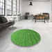 Round Patterned Green Rug in a Office, pat2194grn